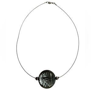 Murano Art Glass Necklace – Silver Foil Italian Glass Statement Piece